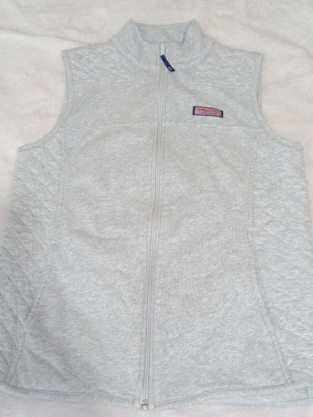 Vineyard Vines Gray Full Zip Quilted Side Vest Womens Small Preppy Coastal - Picture 6 of 11